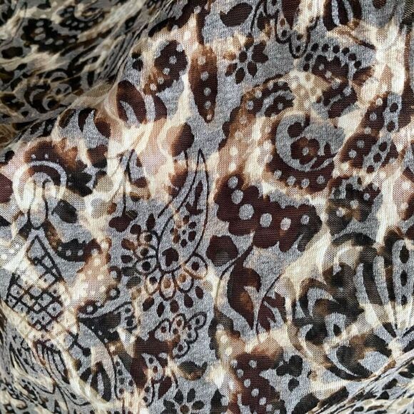 Cache women L cotton blend semi sheer w/back lace upper trim Longsleeve top - Picture 4 of 9